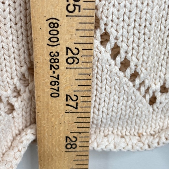 Vintage 90s Granny Sweater L Hand Embroidered Floral Cottage Granny Chunky Ivory - Picture 8 of 11